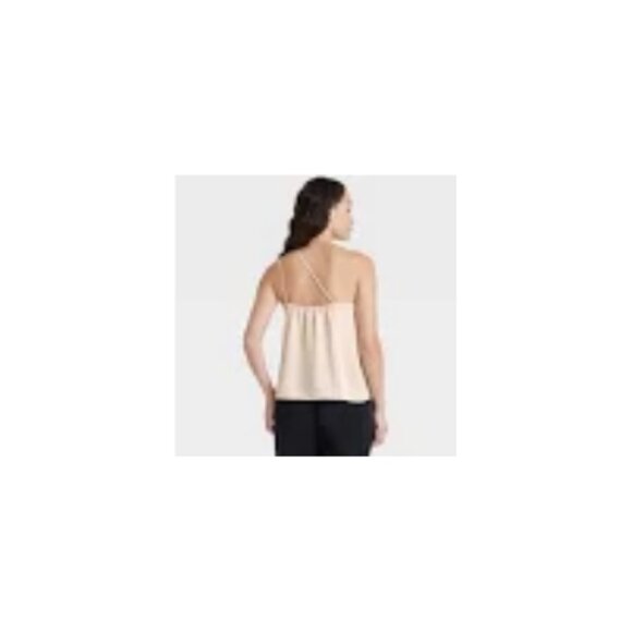A New Day Women’s One Shoulder Halter Tank Top Cream - Picture 2 of 4